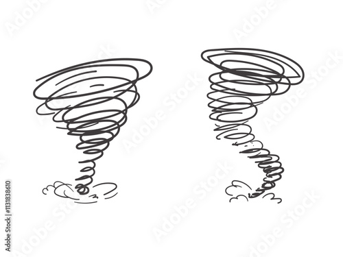 Set of extreme tornado doodle. tornado line illustration