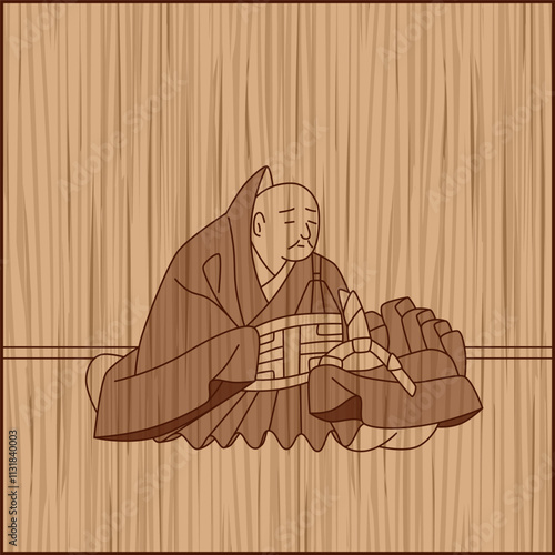 木彫り風正方形百人一首　素性法師