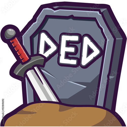 tombstone and sword cartoon emote