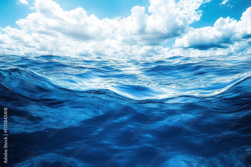 Fototapeta premium Serene ocean waves under a bright blue sky.