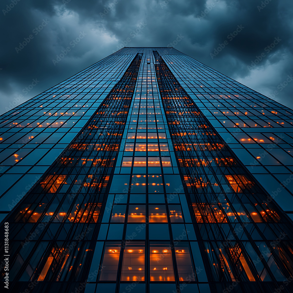 custom made wallpaper toronto digitalModern Skyscraper Against Dramatic Cloudy Sky