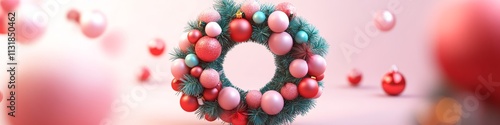 Fototapeta Holiday wreath swag in cartoon style