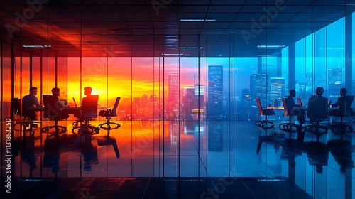 Business meeting at sunset urban office professional environment
