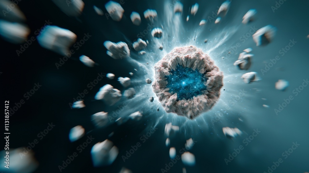 Obraz premium Cosmic Destruction Asteroid Impact Galaxy Reveal Space Debris