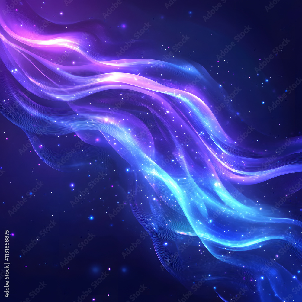 Fototapeta premium blue and purple abstract background with flowing particles. Digital future technology concept. vector illustration.