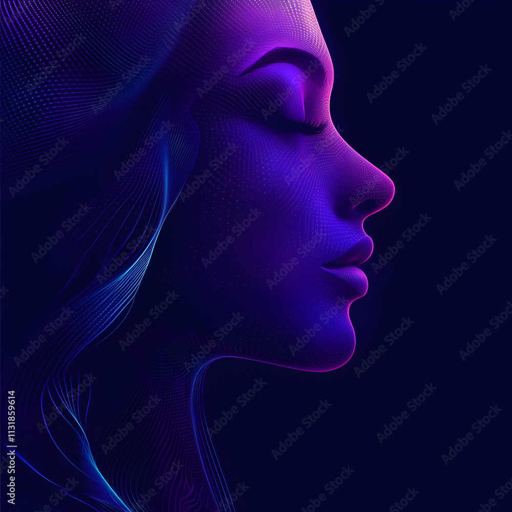 Obraz premium blue and purple abstract background with flowing particles. Digital future technology concept. vector illustration.