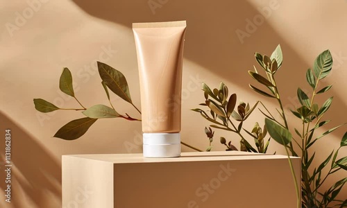 Beige Cosmetic Tube Product Photography