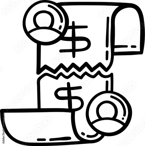 Hand Drawn Split Bill Icon