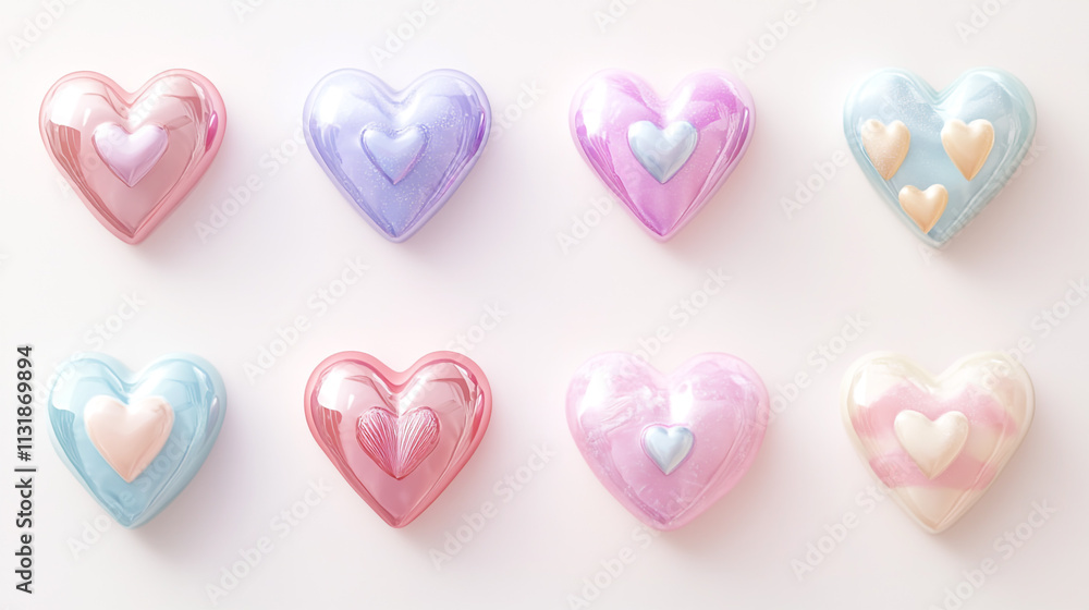 Obraz premium Beautiful heart-shaped candies arranged for Valentine's Day celebration