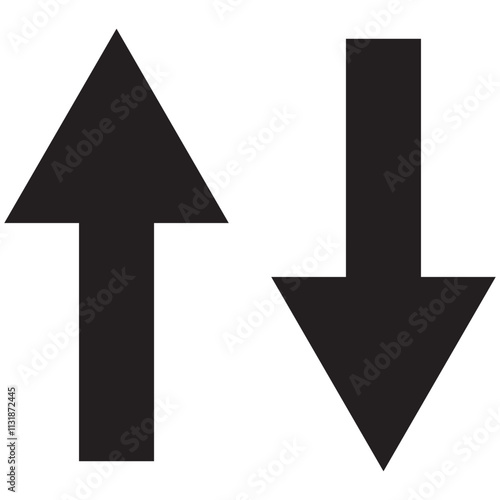 Free Download Up and down arrow set. Green arrow pointing up and red arrow pointing down. Long arrow icon. - GFXLoad