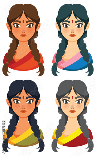 Indian Women Vector Illustration