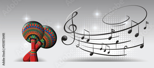 Colorful Maracas and Musical Notes