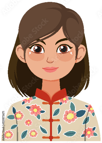 Woman in Traditional Floral Costume