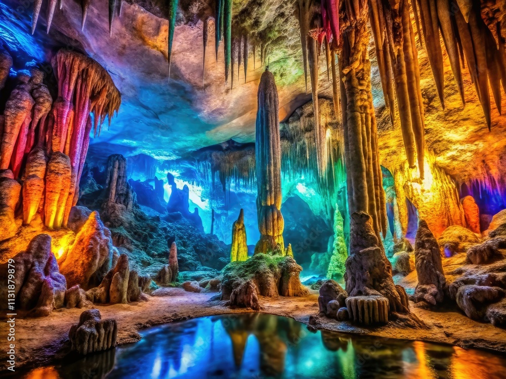 Fototapeta premium Macro Cave Photography: Zeus's Grotto - Crystal Formations, Stalactites, Stalagmites, Underground Wonders
