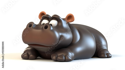 3D Cartoon Style Hippo - A cute and playful 3D rendering of a hippopotamus in a whimsical cartoon style.