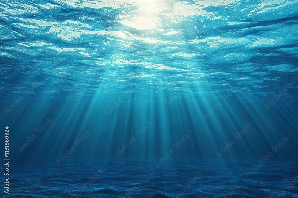 Fototapeta premium Underwater scene with sunlight filtering through water.