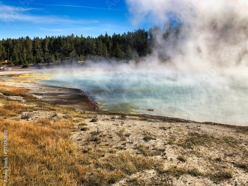 Excelsior Geyser in the Midway Geyser Basin, Yellowstone National Park Wyoming. photo