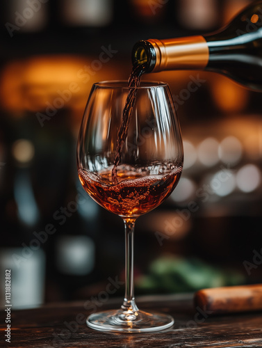 Fine Red Wine Swirling in Glass Captured with Intricate Details photo