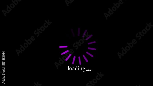 Computer Loading Bar With Glitch Effect. Cyberpunk loading bar animation with glitch effect.ading wheel animation - Animated spinning load icon with alpha layer transparent background photo