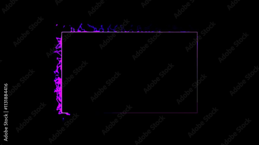 Abstract neon light rectangle frame and seamless loop pattern animation ...