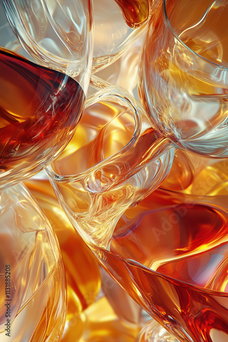 Elegant Abstract Liquids Flowing in Midair, Featuring Red Wine and Rose Hues photo