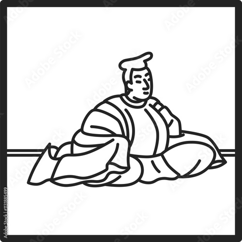 Wallpaper Mural 線画正方形シンプル百人一首　大江千里 Torontodigital.ca