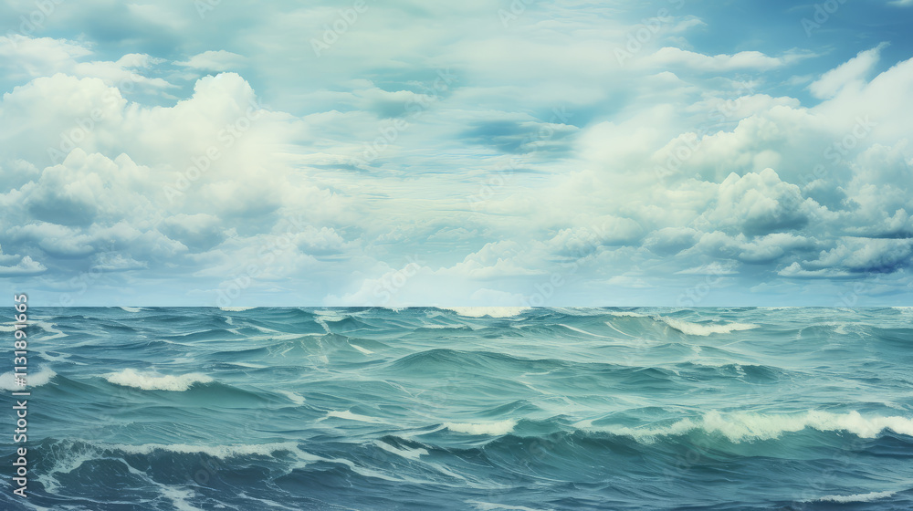 Fototapeta premium Tranquil Seascape: Serenity Amongst the Waves