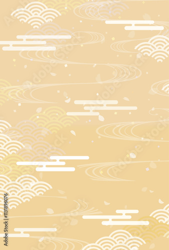 花びらが舞い散る和風模様背景１