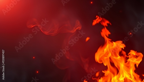 Abstract image of fiery flames. Red and orange hues against a dark background. Intense and dynamic. photo