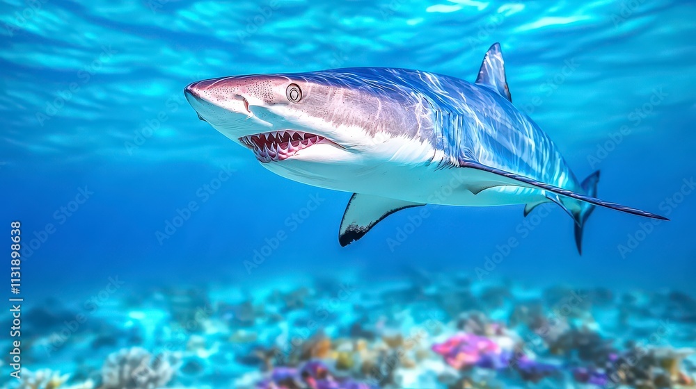 Fototapeta premium Caribbean Reef Shark Underwater Ocean Wildlife Marine Predator