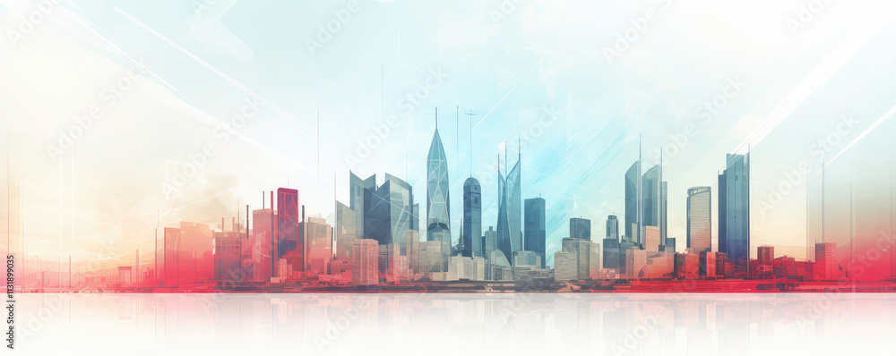 Fototapeta premium Abstract Futuristic Cityscape with Reflective Elements