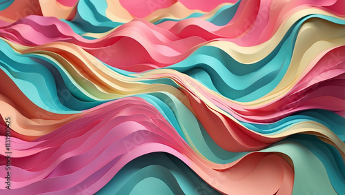 Multi-Color 3D Wavy Smooth Background