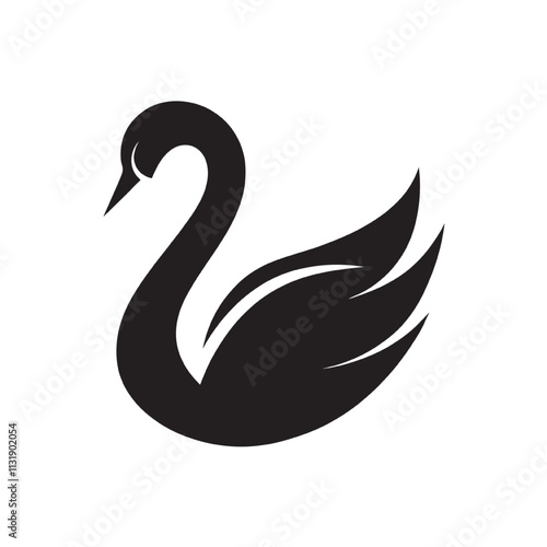 Stylized Swan Logo Design with Elegant Features