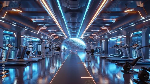Futuristic Gym with Advanced Equipment