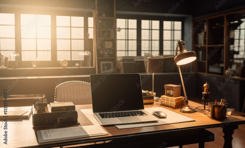 Fototapeta premium Cozy Workspace with Vintage Decor