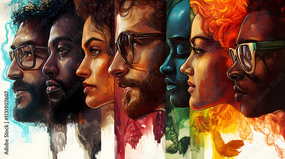 Obraz premium Diversity of people. Flux. Illustration