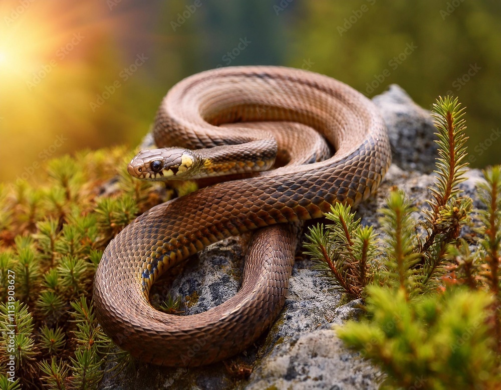 Obraz premium A snake lying on the grass