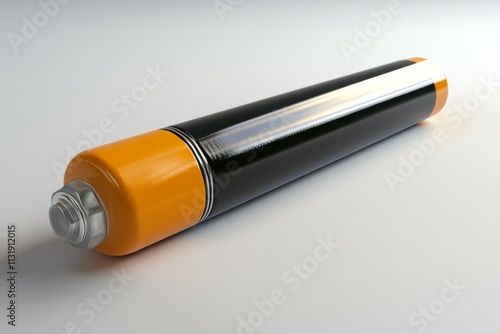 Single AA Battery, Black and Orange, Studio Shot photo