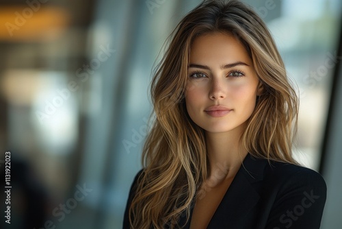 Wallpaper Mural Confident young businesswoman in business suit smiling outside modern office building with crossed arms Torontodigital.ca