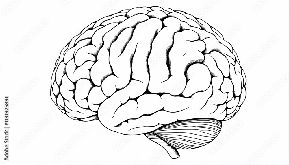 Fototapeta premium Brain lineart style illustration - Generative AI