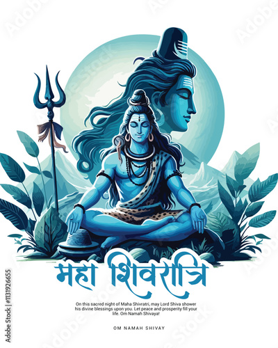 Happy Maha Shivratri Lord Shiva with Har Har Mahadeva Social Media Post template banner
