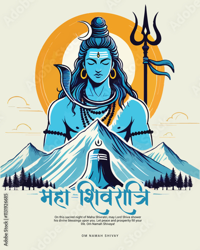 Happy Maha Shivratri Lord Shiva with Har Har Mahadeva Social Media Post template banner
