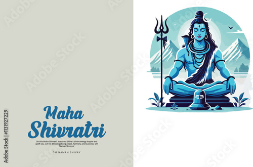 Happy Maha Shivratri Lord Shiva with Har Har Mahadeva Social Media Post template banner
