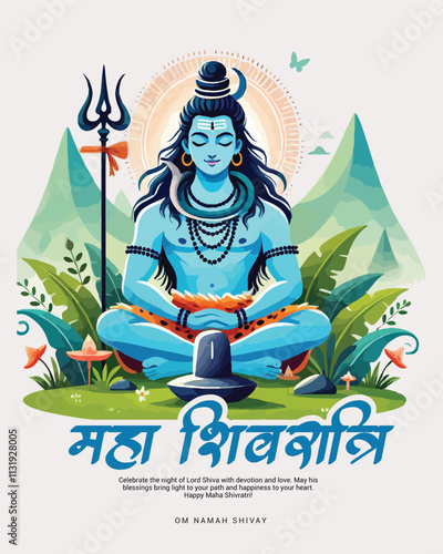 Happy Maha Shivratri Lord Shiva with Har Har Mahadeva Social Media Post template banner
