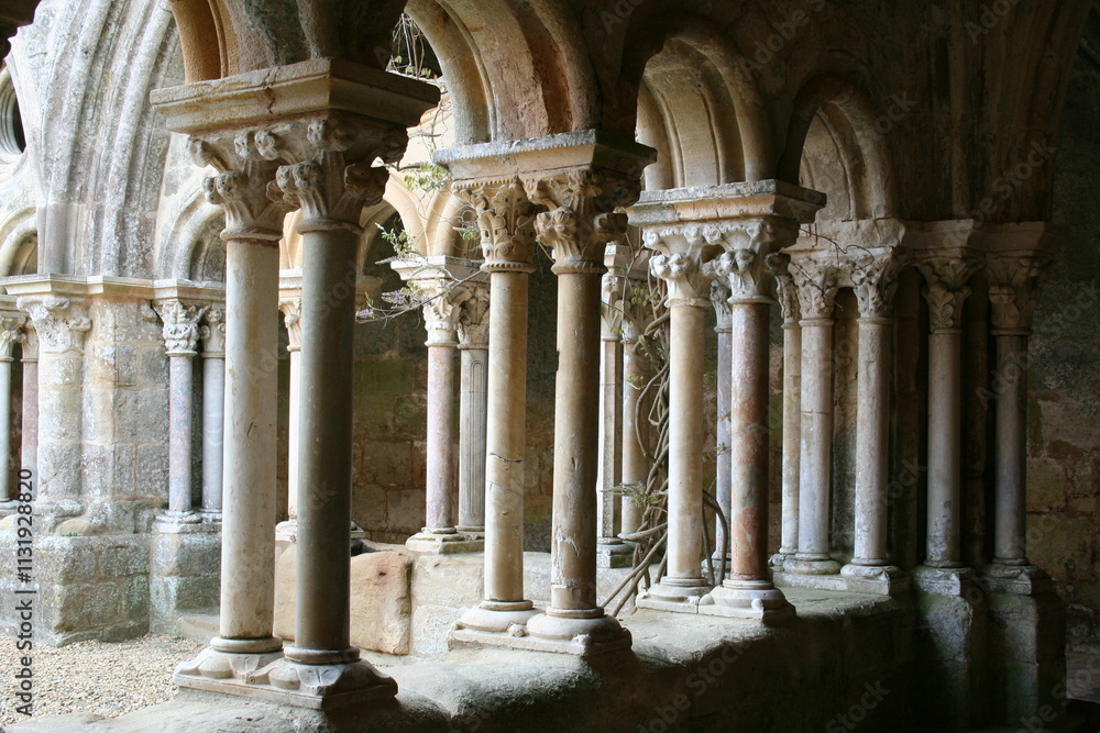 Fototapeta premium Arches of a monastery cloister in Europe - Arches d'un cloitre de monastère en Europe