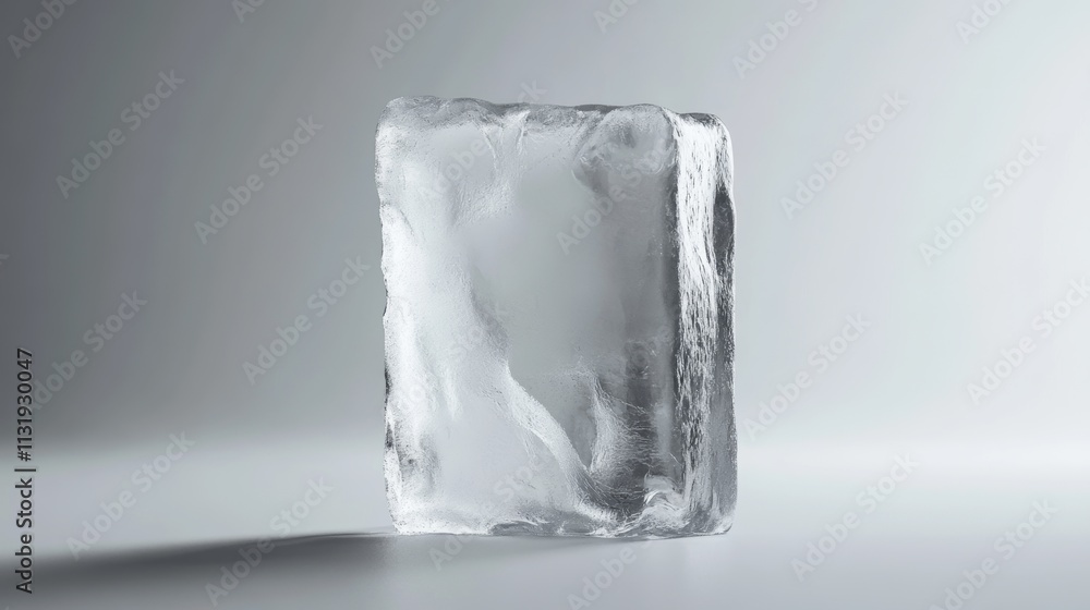 Obraz premium Large Clear Ice Cube on Gray Background