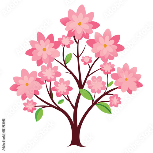 A delicate arrangement of Various  tree flowers in full bloom, featuring soft pink petals with intricate details 