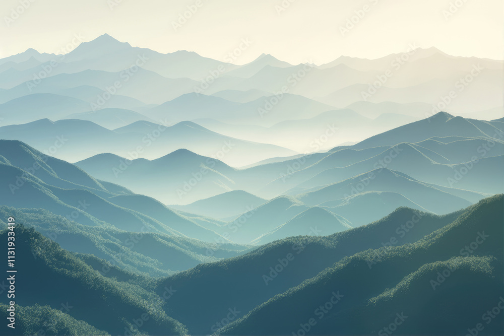 Fototapeta premium Misty Mountain Range Landscape