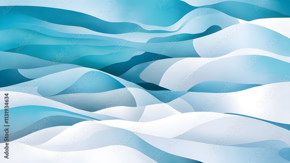 Fototapeta premium Flowing abstract blue and white wave patterns with smooth gradients and dynamic motion ideal for aquatic-inspired artistic backgrounds and modern creative designs