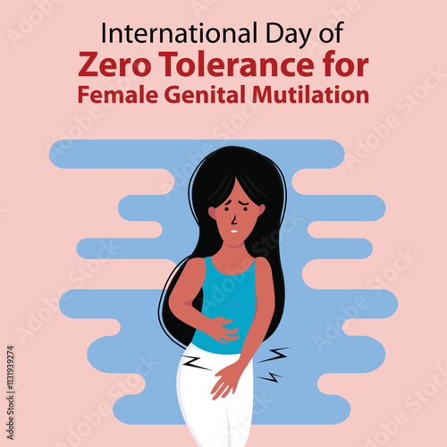 illustration vector graphic of a woman is holding her feminine area, perfect for international day, zero tolerance, female genital mutilation, celebrate, greeting card, etc.